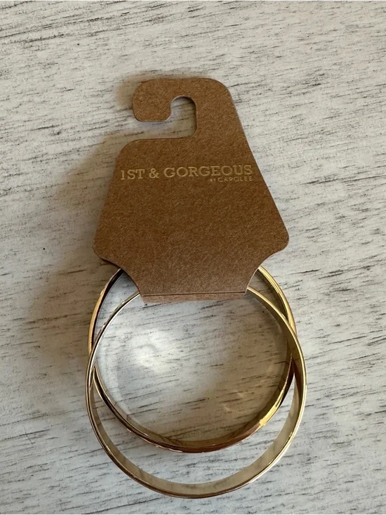 1st & Gorgeous Carolee NY Gold Tone and Black Bangle Bracelet Set NWT - Picture 2 of 4